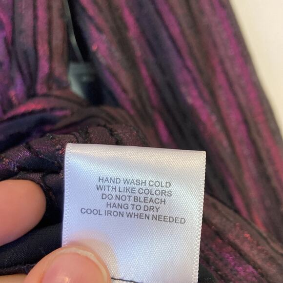 ModCloth Purple Striped Sheer Metallic Button Down Blouse Size M - Picture 10 of 13